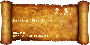 Kogler Milán névjegykártya