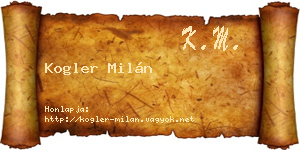 Kogler Milán névjegykártya